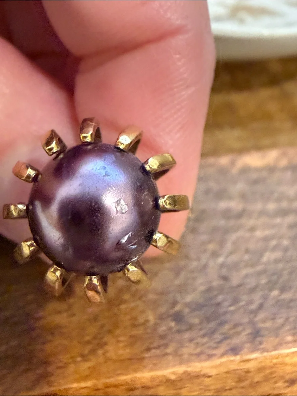 Vintage Purple Cabochon Gold-Tone Cufflinks